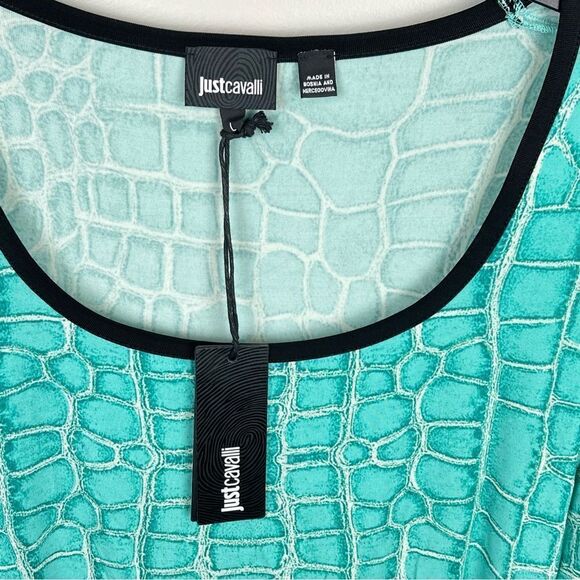 Just Cavalli Blue Snake Animal Print Dress Large NWT - Picture 4 of 6